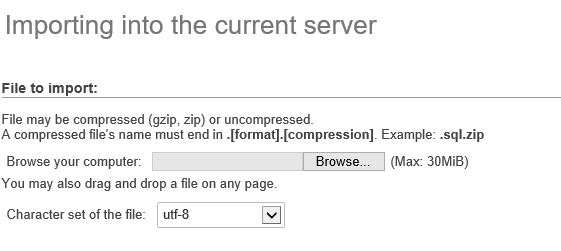 xampp phpmyadmin import file size increase