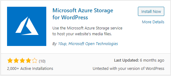 Microsoft Azure Storage for WordPress