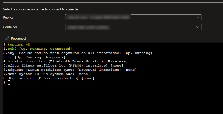 Console - validate network interface