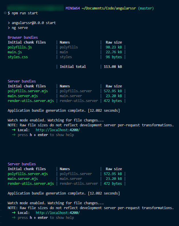 Local Angular SSR application