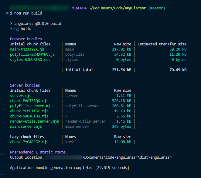 Local Angular SSR application