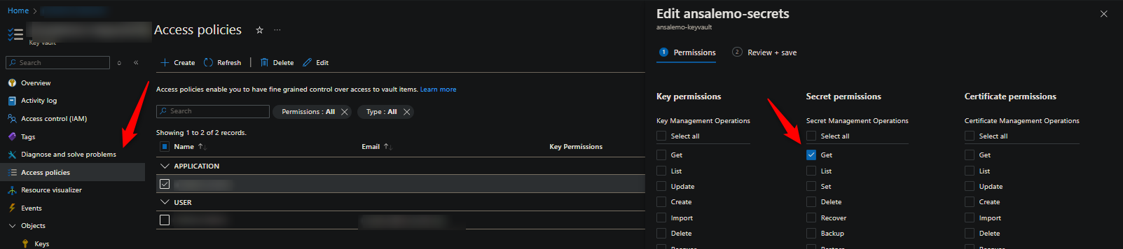 Key vault Access policies