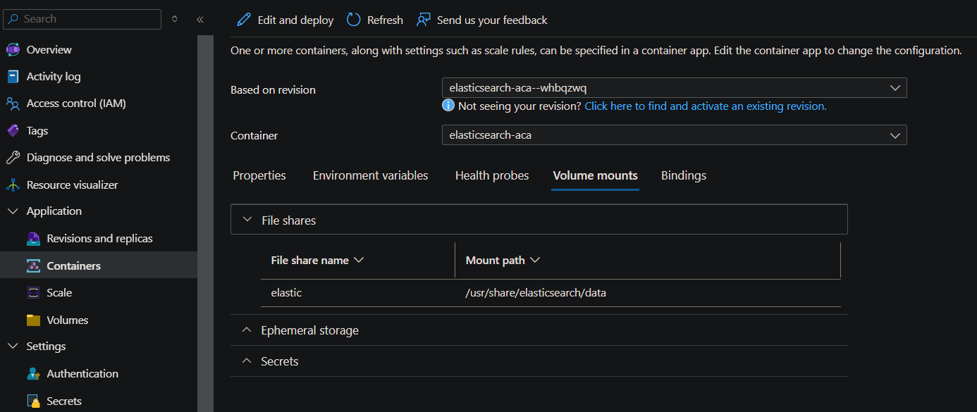 Adding storage volumes for Elasticsearch