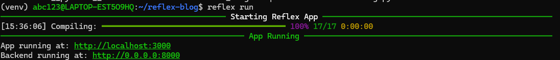 Reflex Running on your local machine cmd