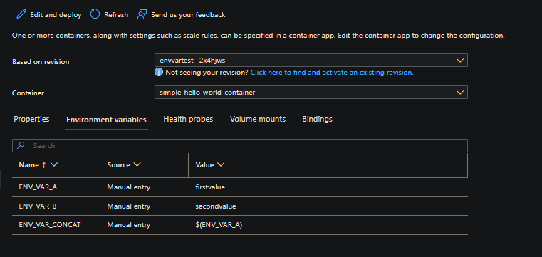 Environment variables in containers