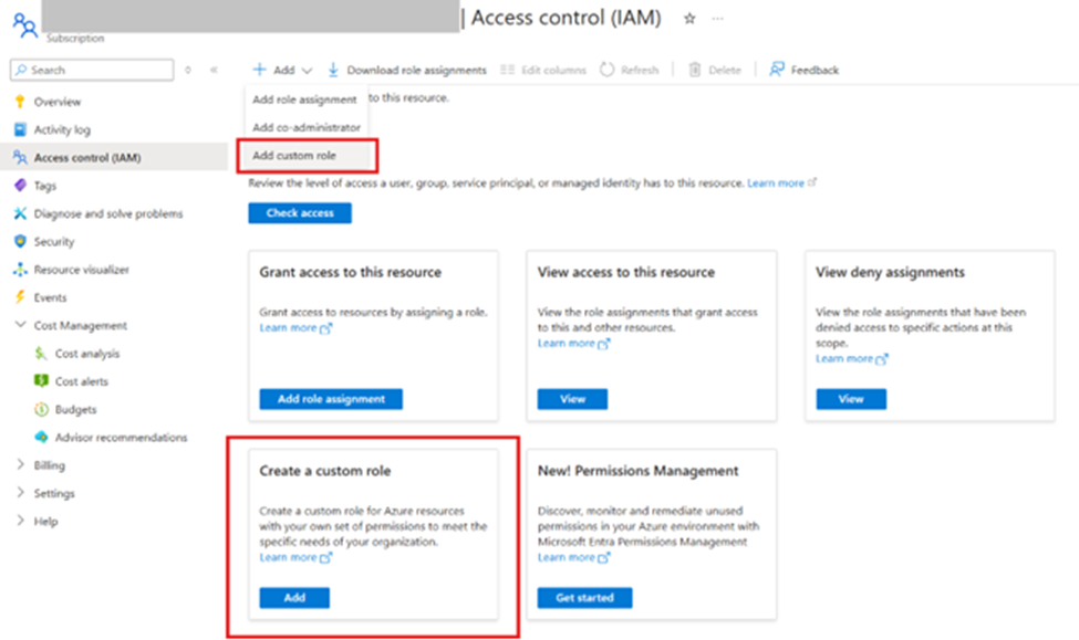 Create a custom role - step 1