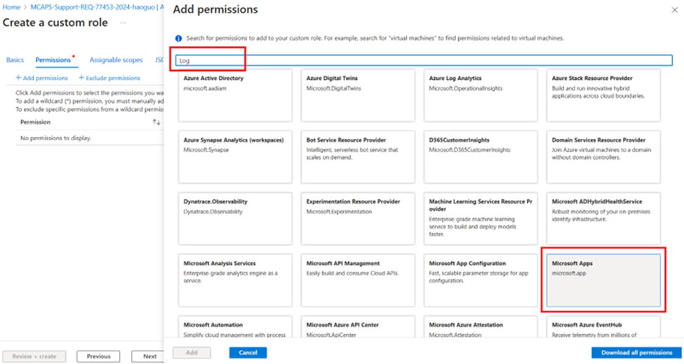 Create a custom role - step 3