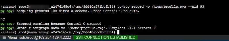 py-spy top output