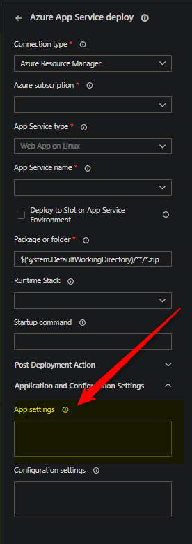 App Settings for App Service