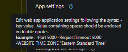 App Setting syntax for App Service