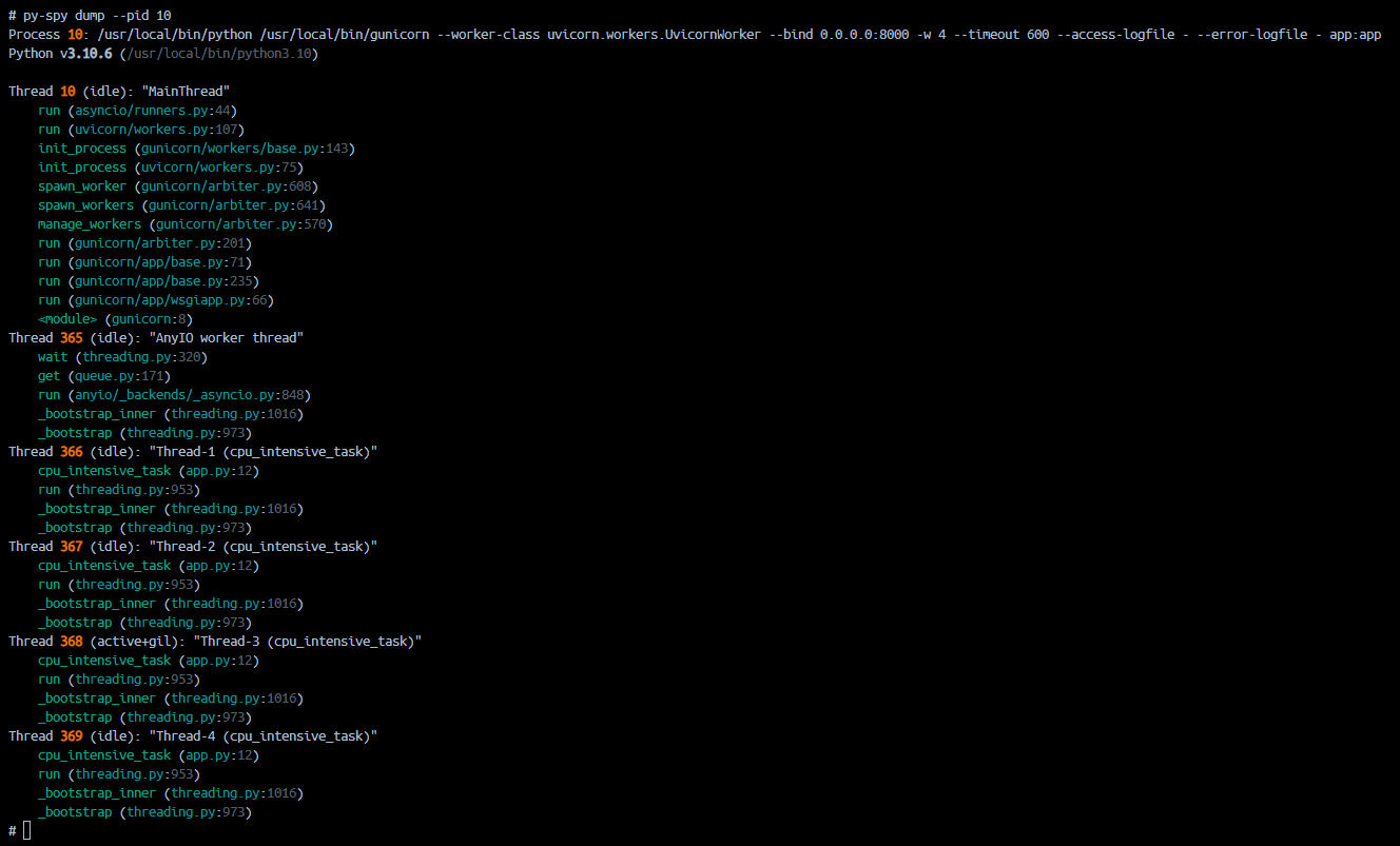 py-spy thread dump output