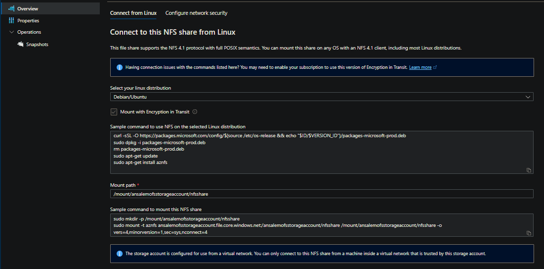 NFS mount information
