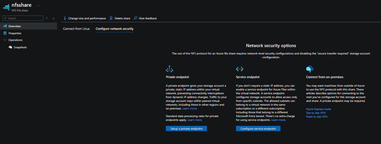 NFS share network setup